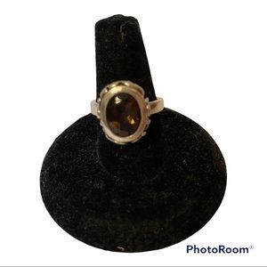 SILPADA RING STERLING SILVER 925 OVAL FACETED SMOKY QUARTZ FILIGREE SIZE 5 ITALY
